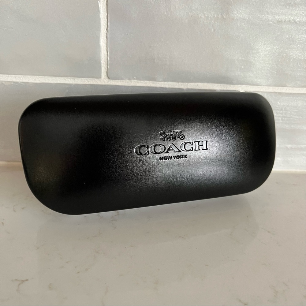 NEW Coach Shiny Black Rectangle Medium Hard Clamshell Dome Sunglass Case